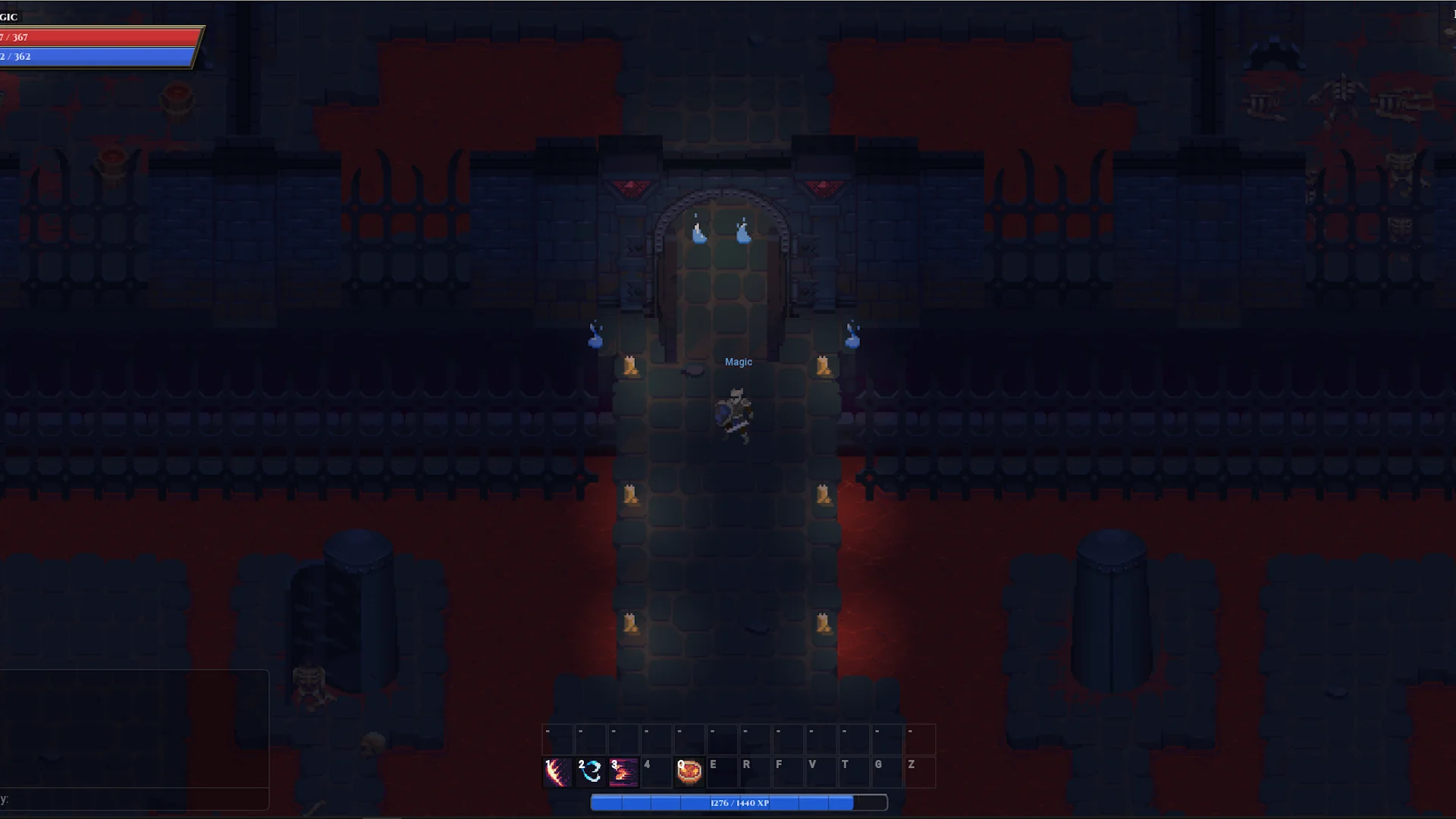 A four-player party fighting through a fantasy dungeon